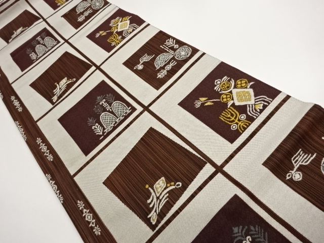 JAPANESE FUKURO OBI / WOVEN GEOMETRIC